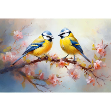 Acrylic Canvas of Birds and Flowers